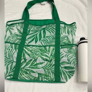 PALM TREE TROPICAL TOTE REUSABLE SHOPPING SWIM BEACH SHOPPING BAG PURSE NWT